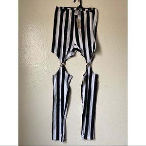 Forever 21 striped suspender leggings